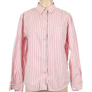 Pink and White Striped Button-Up Shirt